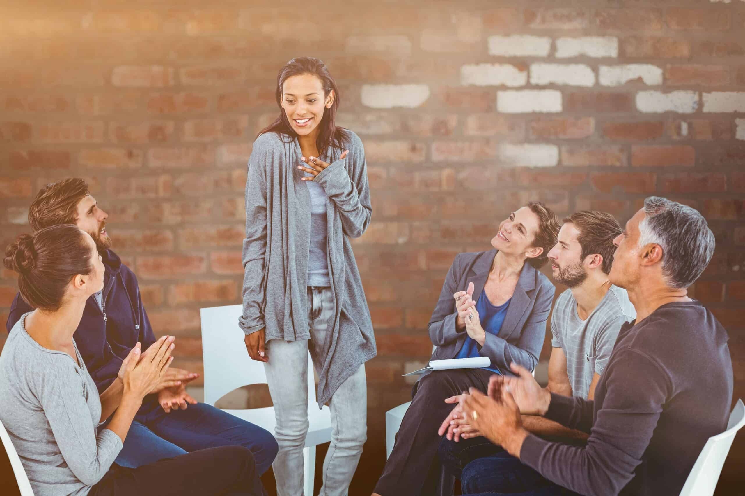 clients at a 12-step meeting