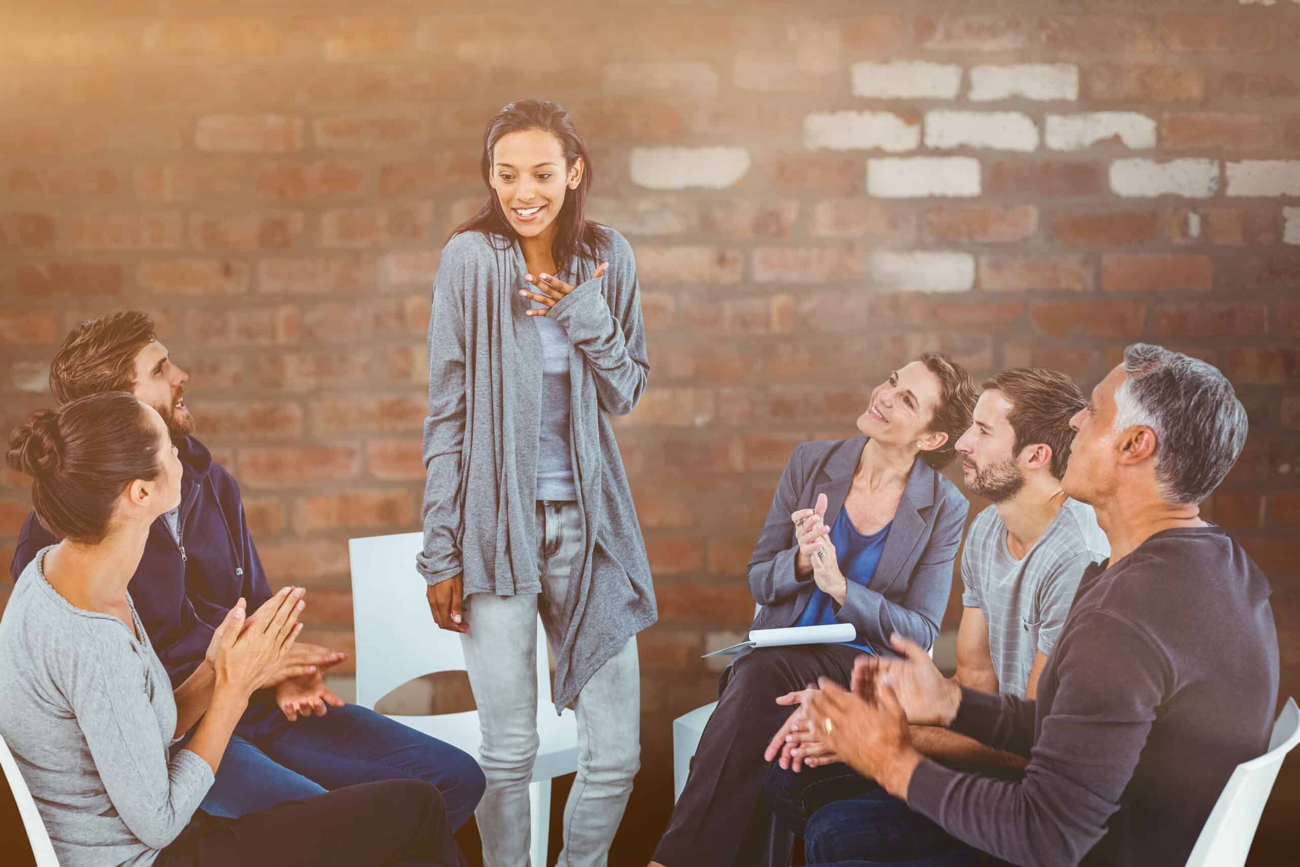 clients at a 12-step meeting