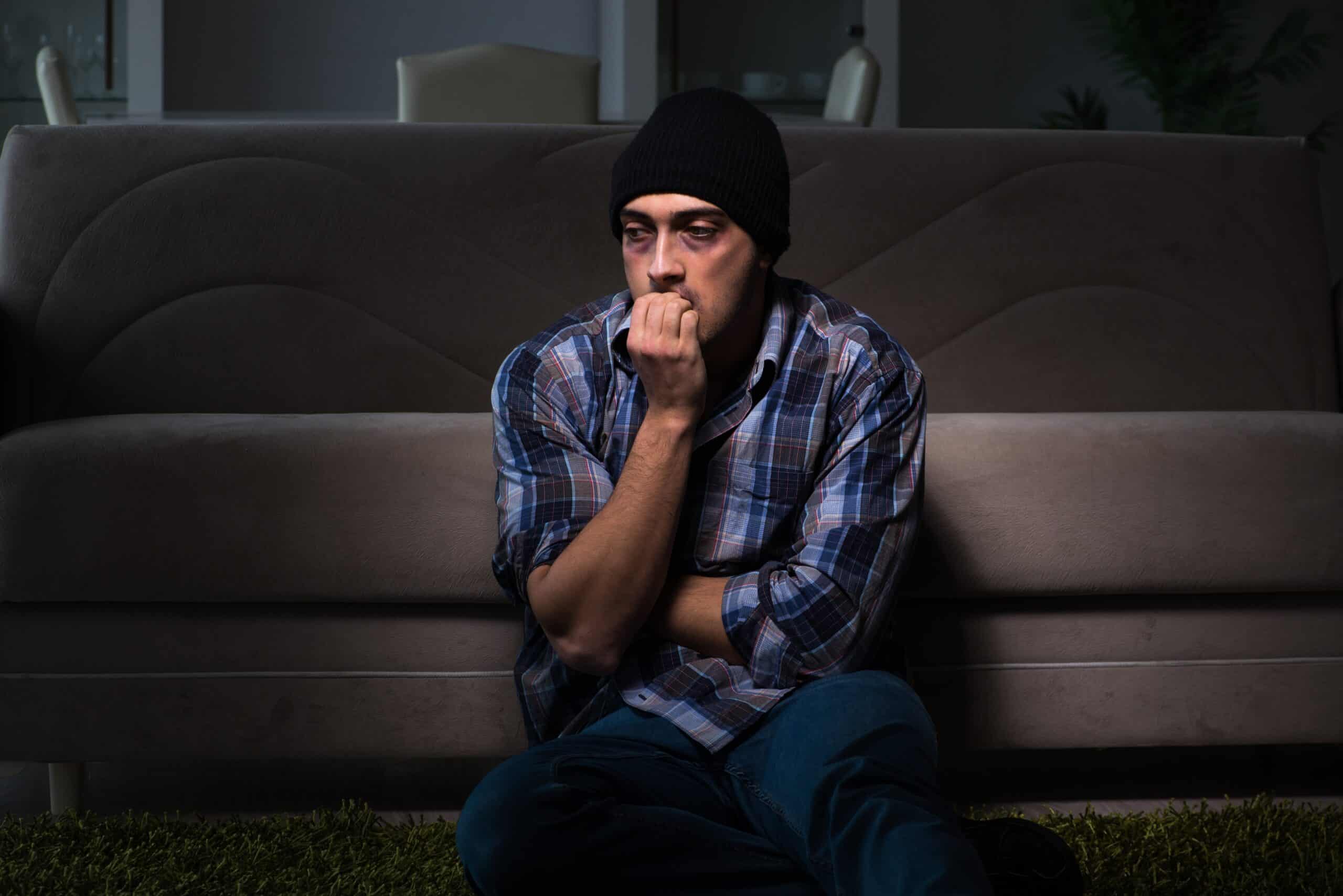 A man suffering from meth addiction experiencing the effects of meth abuse