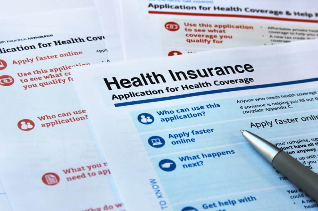 health insurance paperwork in lexington, KY.