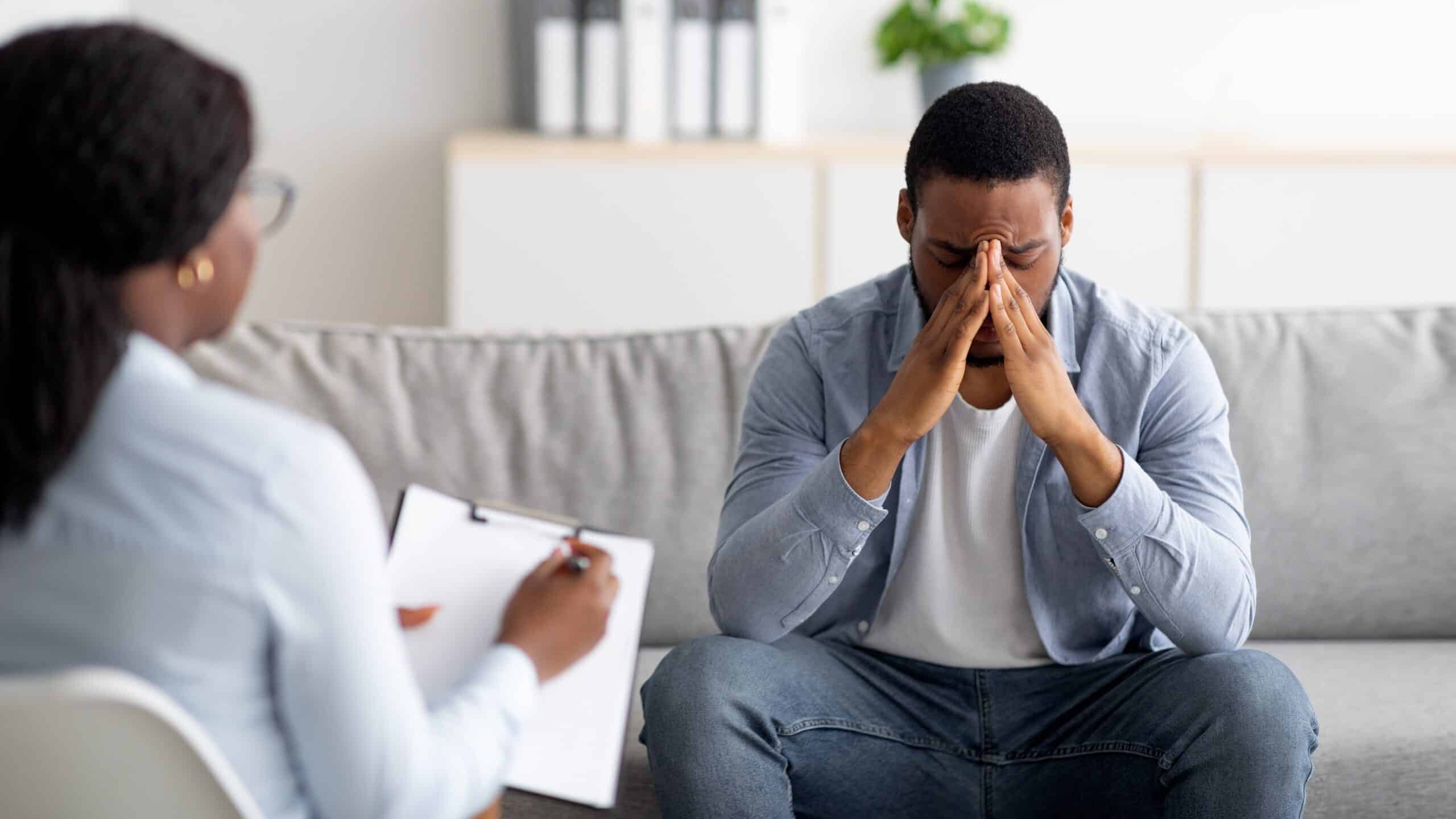 A man participating in individual therapy during mental health treatment in Lexington, KY