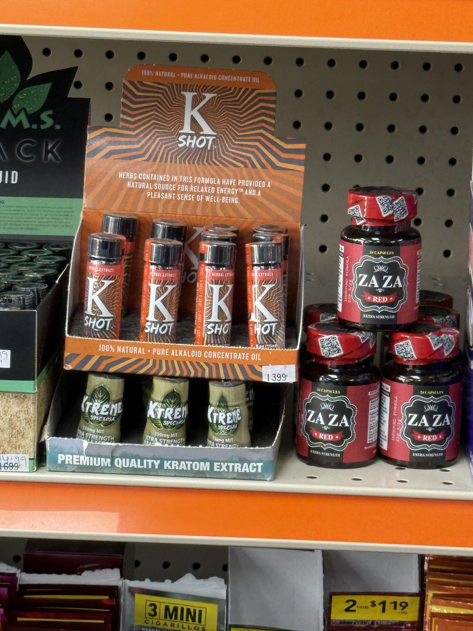 K Shot kratom extract product sold in a small retail bottle